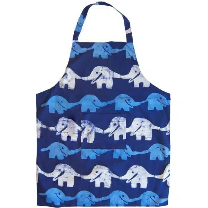 Apron Reversible: Elephants - Blue-Organic