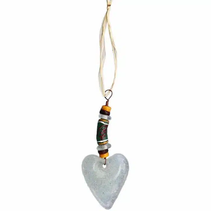 Adinkra Pendant: Gye Nyame Heart - White