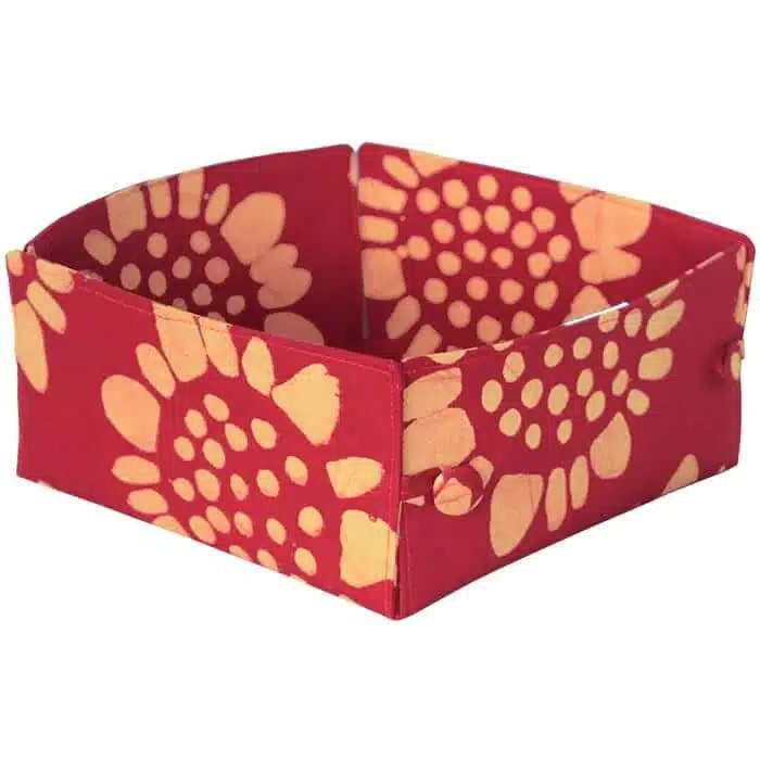 Button Basket: Sunflower - Red-Organic