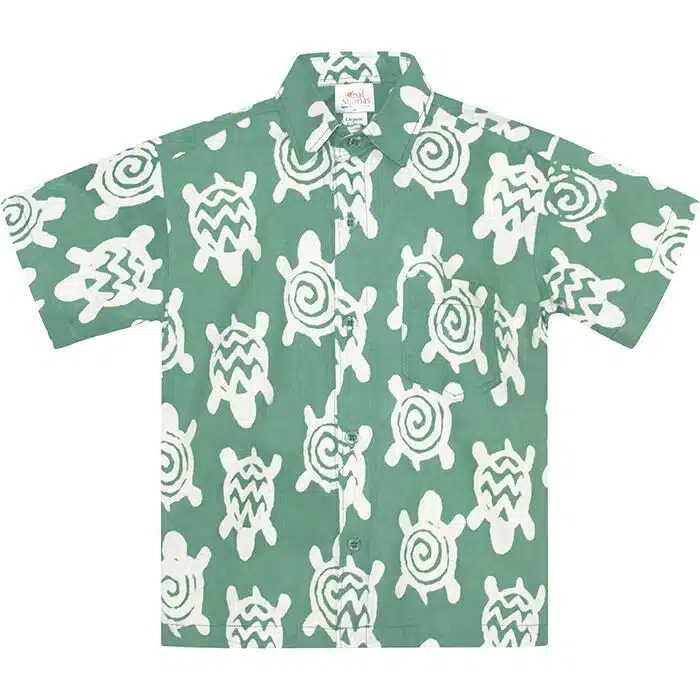 Button Down Shirt: Turtles - Sage-Organic