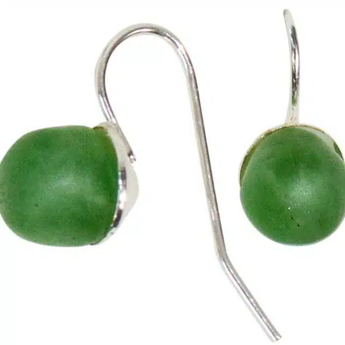 Glass Pearls Drop: Earrings - Moss