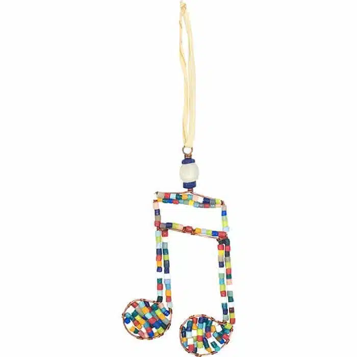 Double rainbow musical note ornament