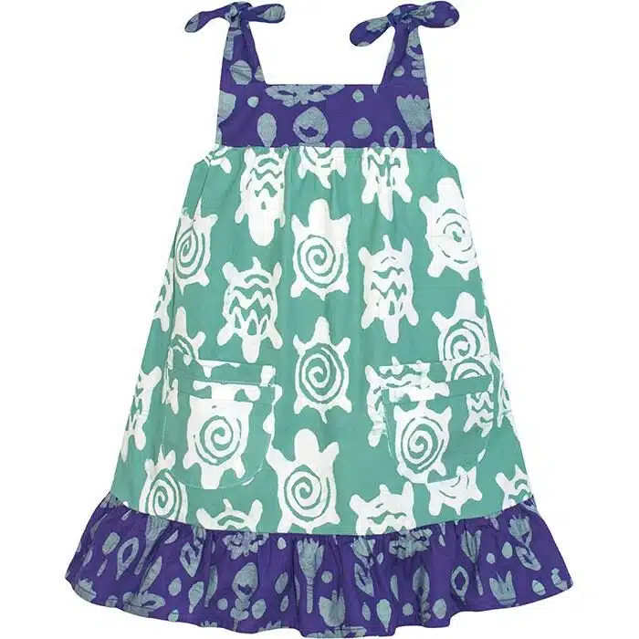 Pocket Dress: Turtles - Sage-Organic