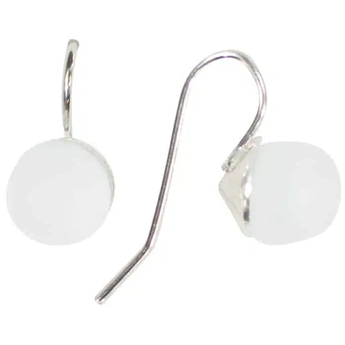 Glass Pearls Drop: Earrings - White