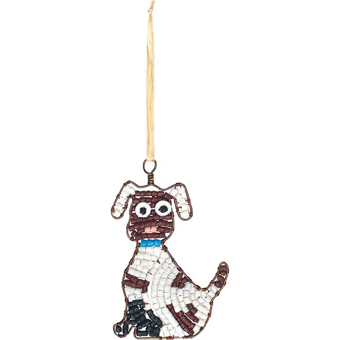Ornaments: Dog Spotted - Brown/White