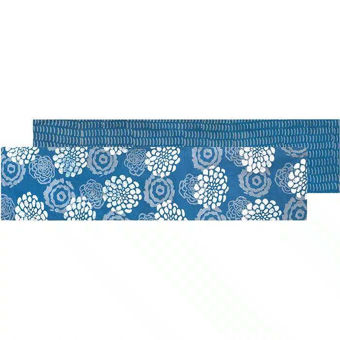 Table Runner-Long: Blooms - Indigo-Organic