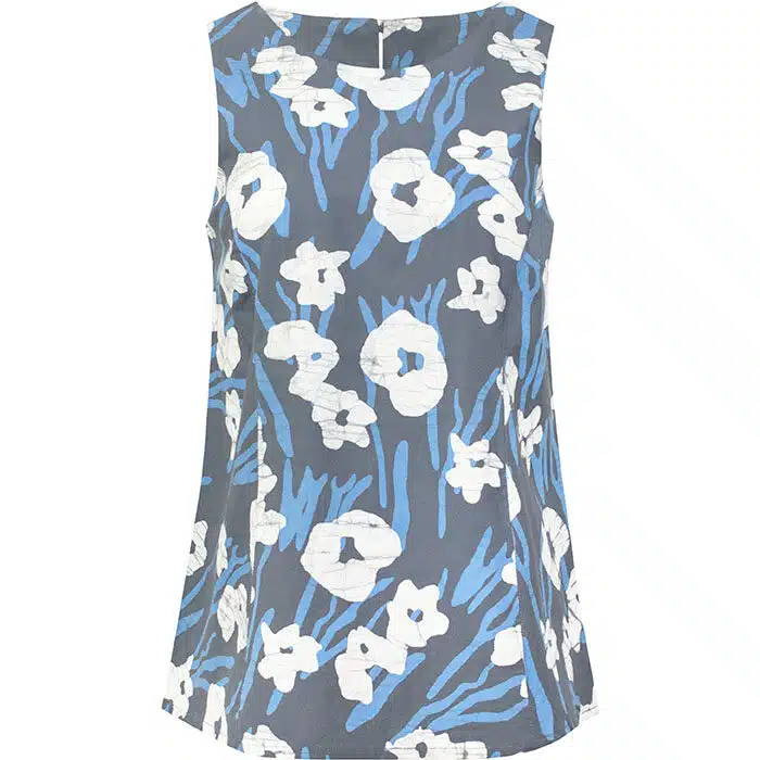 Boardwalk Blouse: Painted Floral - Charcoal-Organic