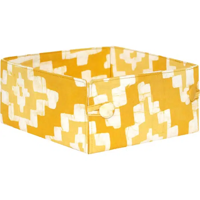 Button Basket: Ikat - Gold-Organic