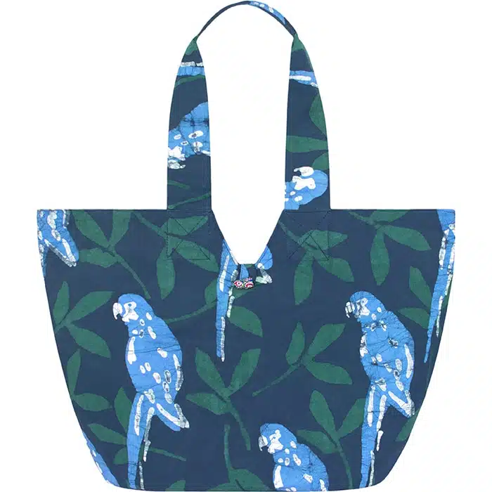 Basket Tote Bag: Parrots - Spruce-Organic