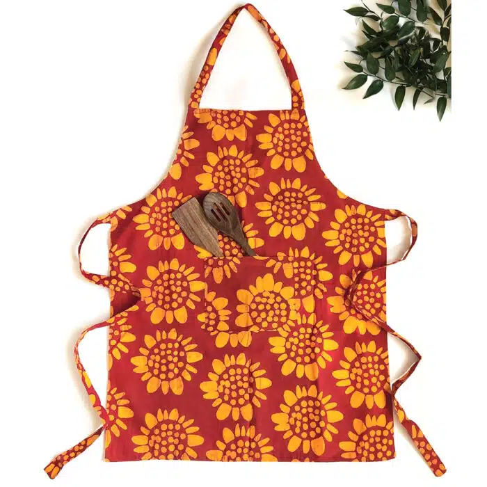 Apron Reversible: Sunflower - Red-Organic